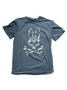Psycho Bunny graphic t-shirt featuring a camo-patterned logo print-Gray-S-GUC